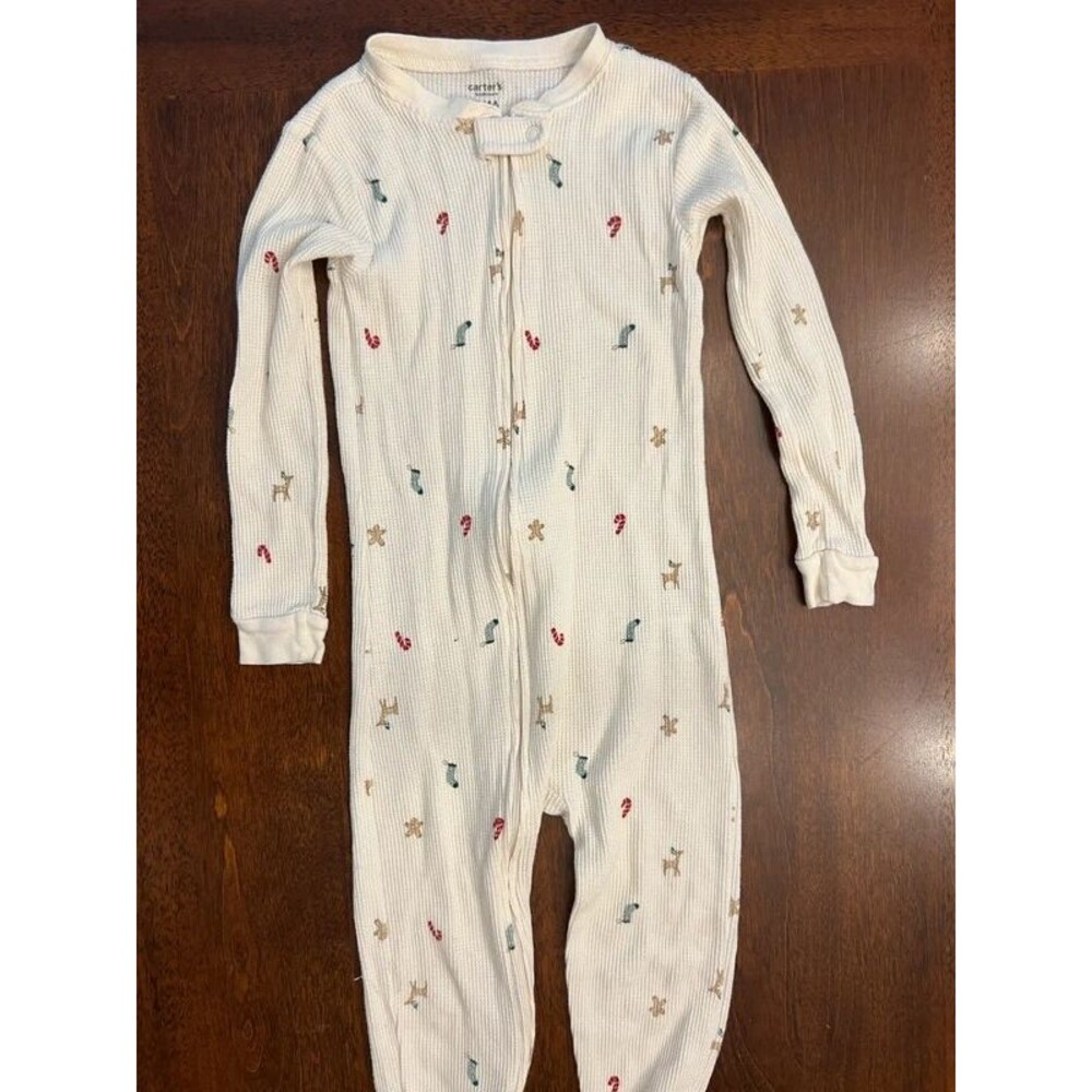Carter’s Toddler Zip Up Footie Pajamas Cotton Holiday Christmas Size 4T